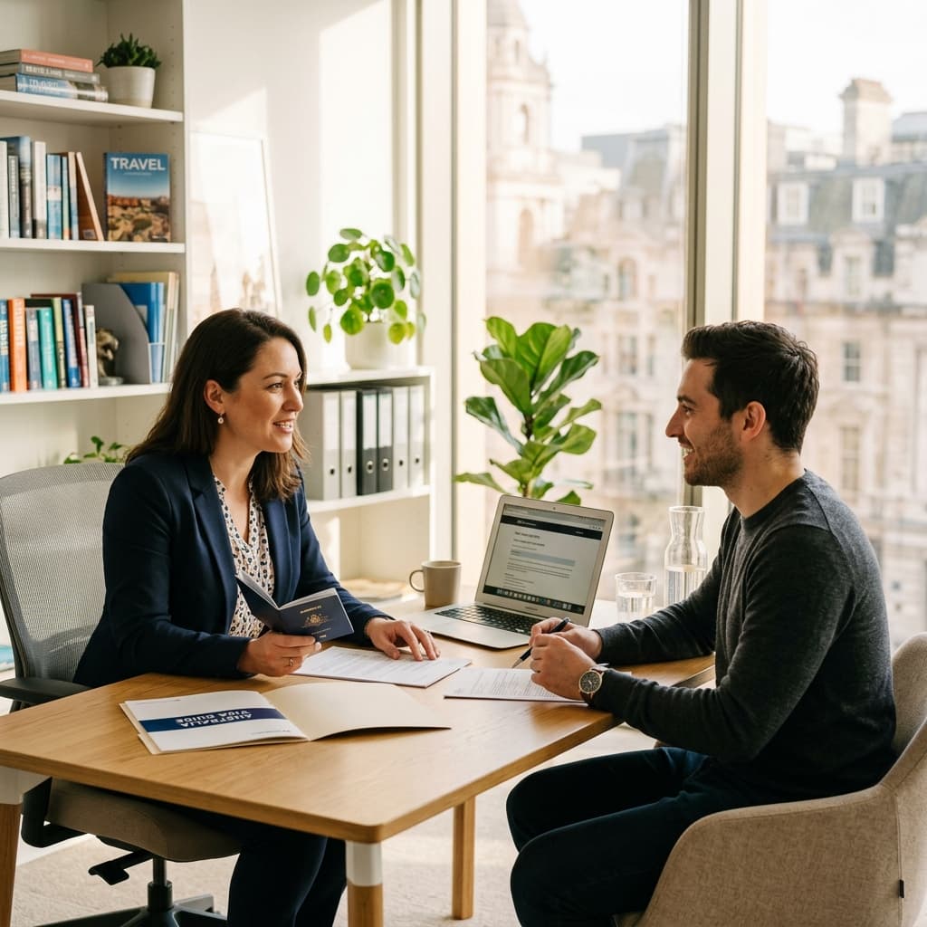 Professional visa consultation in a modern office