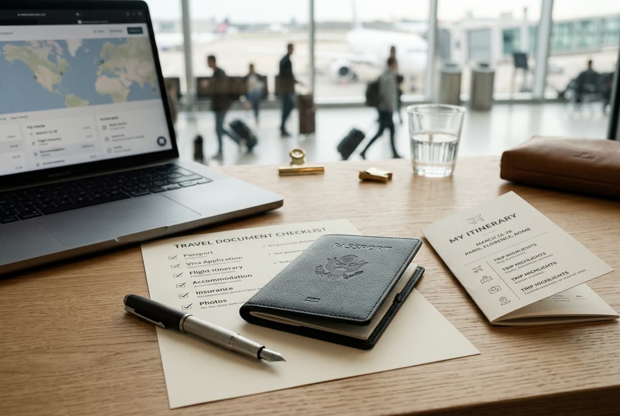 Premium travel document workspace